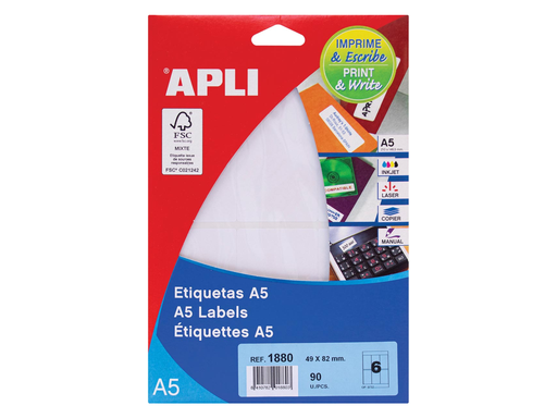 [TIM-581880] Etiketten Apli A5 06 etik/bl 49x82mm (15)