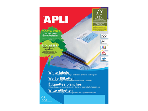 [TIM-582423] Etiketten Apli 02 etik/bl 199,6x144,5mm wit (100)