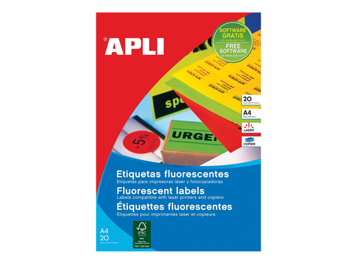 [TIM-582875] Etiketten Apli 08 etik/bl 99,1x67,7mm fluo oranje (20)