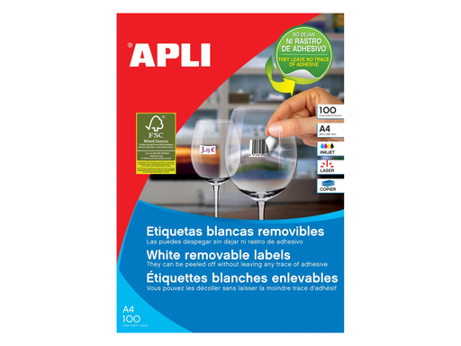 [TIM-583052] Etiketten Apli afneembaar 65 etik/bl 38x21,2mm (100)