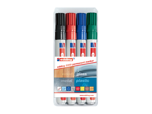 [TIM-6010999] Permanent marker Edding 3300 beitelpunt 1-5mm assorti blister (4)