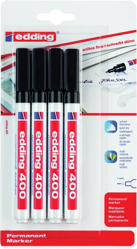 [TIM-6015001] Permanent marker Edding 400 ronde punt 1mm zwart (4)
