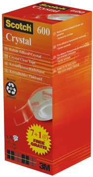 [TIM-61933R8] Plakband Scotch crystal tape 19mmx33m (7+1) voor kleine afroller