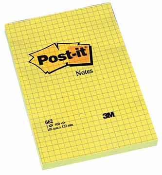 [TIM-662] Memoblok Post-It 102x152mm geruit geel