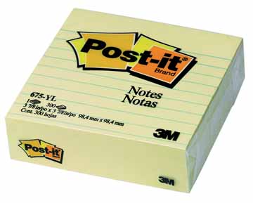 [TIM-675YL] Memoblok Post-It 100x100mm gelijnd geel (300vel)