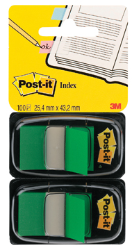 [TIM-6802GRE] Index Post-It Standaard 25,4x43,2mm groen blister (2)