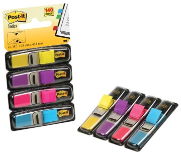 [TIM-6834AB] Index Post-It Smal 12x43mm geel, roze, paars, felblauw