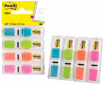 [TIM-6834ABX] Index Post-It Smal 12x43mm turkoois, lichtgroen, oranje, roze