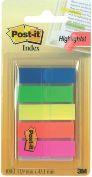 [TIM-683HF5] Index Post-It Translucent 12x43mm 20 tabs per kleur assorti