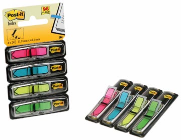 [TIM-684ARR4] Index Post-It Pijlen 12x43mm roze, turkoois, geel, lichtgroen