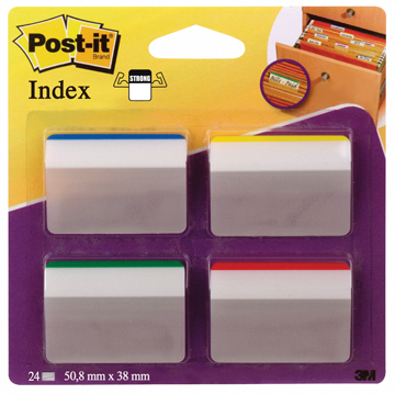 [TIM-686A1] Index Post-It Strong 50,8x38mm voor hangmappen assorti (4)