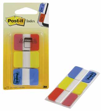 [TIM-686-RYB] Index Post-It Strong 25,4x38mm rood, geel en blauw (3)