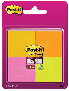 [TIM-6910SSP] Memoblok Post-It Super Sticky Notes 47,6x47,6mm assorti neon (4)
