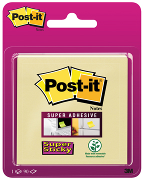 [TIM-6920SSY] Memoblok Post-It Super Sticky 76x76mm geel blister