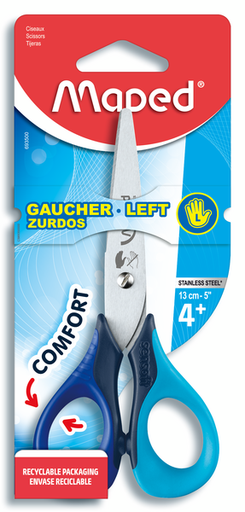 [TIM-693500] Schaar Maped Sensoft afgeronde punt voor linkshandigen 13cm assorti