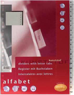 [TIM-7042020] Tabbladen Multo PP A4 A-Z 23-gaats grijs