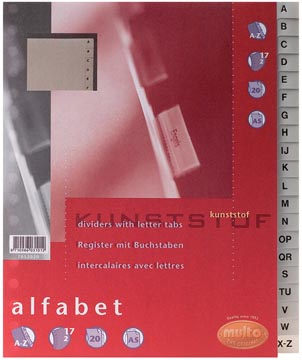 [TIM-7052020] Tabbladen Multo PP A5 A-Z 17-gaats grijs