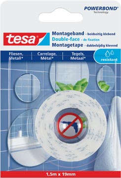 [TIM-777440] Dubbelzijdige montagetape Tesa Powerbond Tegels en Metaal Waterproof 19mmx1,5m