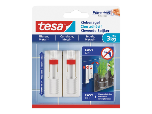 [TIM-777640] Kleefspijker Tesa zelfklevend op tegels en metaal draagvermogen 2kg verstelbaar blister (2)