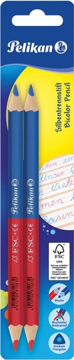 [OUT-811118] Potlood Pelikan tweekleurig rood en blauw 2B dik (2)