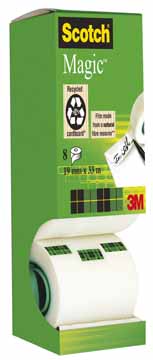 [TIM-81933R8] Plakband Scotch Magic Tape 19mmx33m (7+1) voor kleine afroller