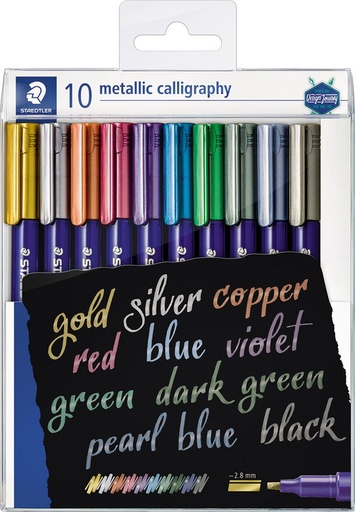 [TIM-8325B10] Kalligrafiepen Staedtler Metallic 8325 assorti (10)
