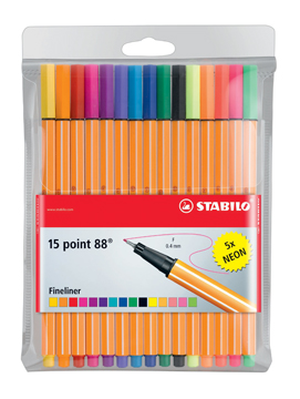 [TIM-88151] Fineliner Stabilo Point 88 assorti ophangtas (15)