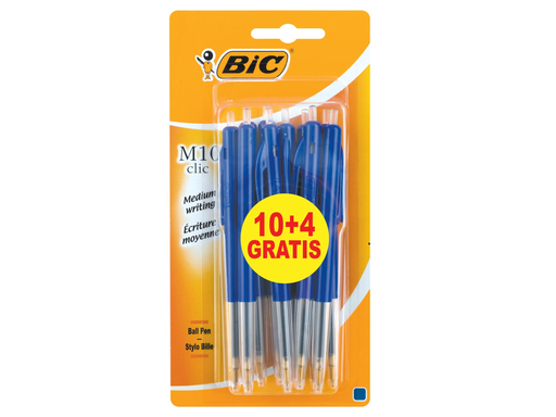 [TIM-888371] Balpen Bic M10 Clic Original blauw 10+4 gratis