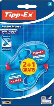 [TIM-890619] Correctieroller Tipp-Ex Pocket Mouse blister 2+1 gratis