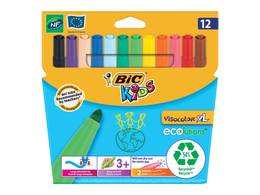 [TIM-892223] Viltstift Bic kids visacolor XL ecolutions assorti (12)