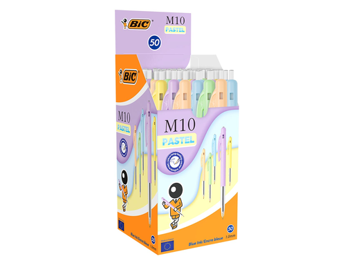 [TIM-893582] Balpen Bic M10 Clic Colors blauwe inkt assorti (50)