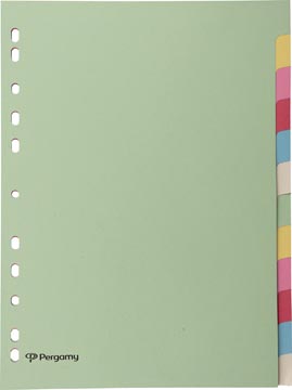 [OUT-901244] Tabbladen Pergamy karton 12 tabs 11-gaats assorti pastel