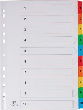 [TIM-901255] Tabbladen Pergamy karton A4 1-10 11-gaats assorti
