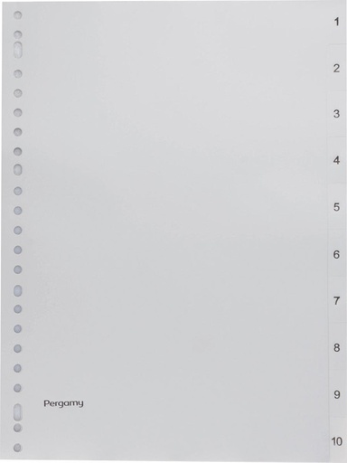 [TIM-901585] Tabbladen Pergamy PP A4 23-gaats 1-10 grijs