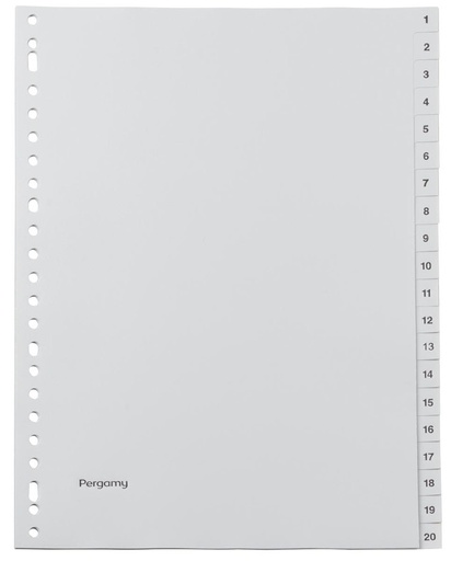 [TIM-901595] Tabbladen Pergamy PP A4 23-gaats 1-20 grijs