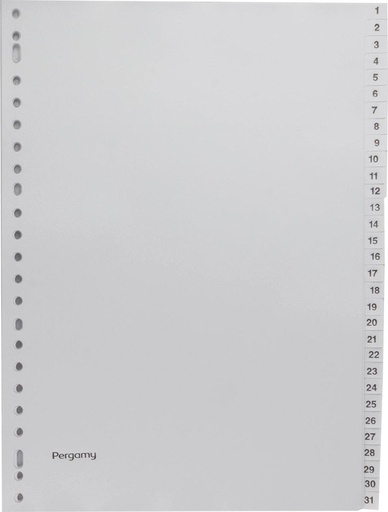 [TIM-901599] Tabblad Pergamy PP A4 23-gaats 1-31 grijs