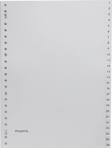 [TIM-901604] Tabbladen Pergamy PP A4 23-gaats 1-52 grijs