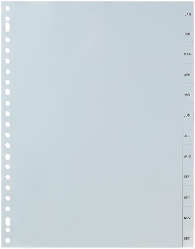 [TIM-901613] Tabbladen Pergamy PP A4 23-gaats jan-dec grijs