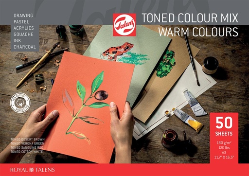 [TIM-9153061] Gekleurd tekenpapier Talens A3 180g assorti warme kleuren (50)