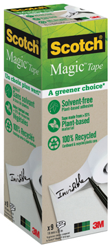 [TIM-91933R9] Plakband Scotch Magic Tape A Greener Choice 19mmx33m (9) voor kleine afroller ECO