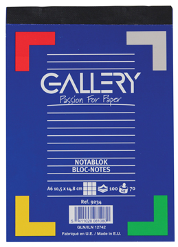 [TIM-9234] Schrijfblok Gallery 10,5X14,8cm A6 geruit 100vel