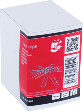 [OUT-9243962] Paperclip Pergamy 75mm ronde punt gegalvaniseerd staal (100)