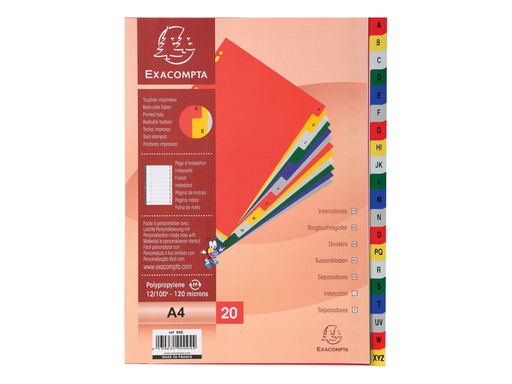 [TIM-94000E] Tabbladen Exacompta PP A4 A-Z 11-gaats assorti