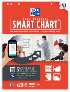 [TIM-96276] Papierblok voor flipchart Oxford Smart Chart zelfklevend 60x80cm 20vel blanco