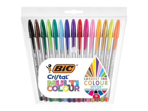 [TIM-964899] Balpen Bic Cristal Multicolour assorti (15)