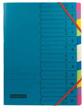 [TIM-AZ12] Sorteermap Classex karton 12-vaks A-Z/1-12 blauw