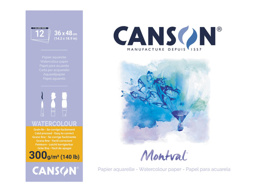 [TIM-C287321] Aquarelpapierblok Canson Montval 36x48cm wit met fijne korrel 300g 12vel
