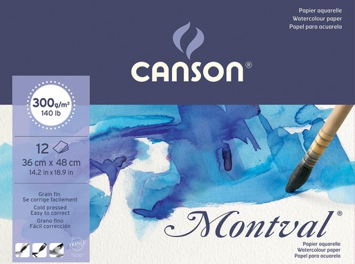 [TIM-C287321] Aquarelpapierblok Canson Montval 36x48cm wit met fijne korrel 300g 12vel