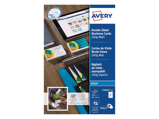 [TIM-C32016] Visitekaart Avery 10 kaarten/bl 85x54mm 220g zijdeglanzend mat (25)