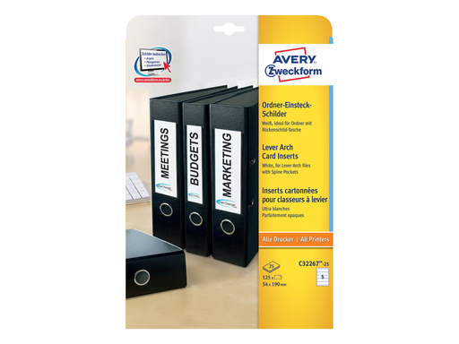 [TIM-C322672] Rugetiket Avery brede rug 54x190mm niet-zelfklevend printbaar wit (125)